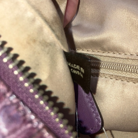 Coach Madison Aubrey Purple leather Croc-Embossed Satchel - Picture 12 of 16